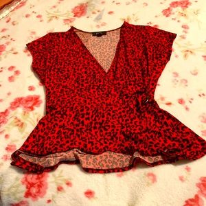 Red cheetah print top